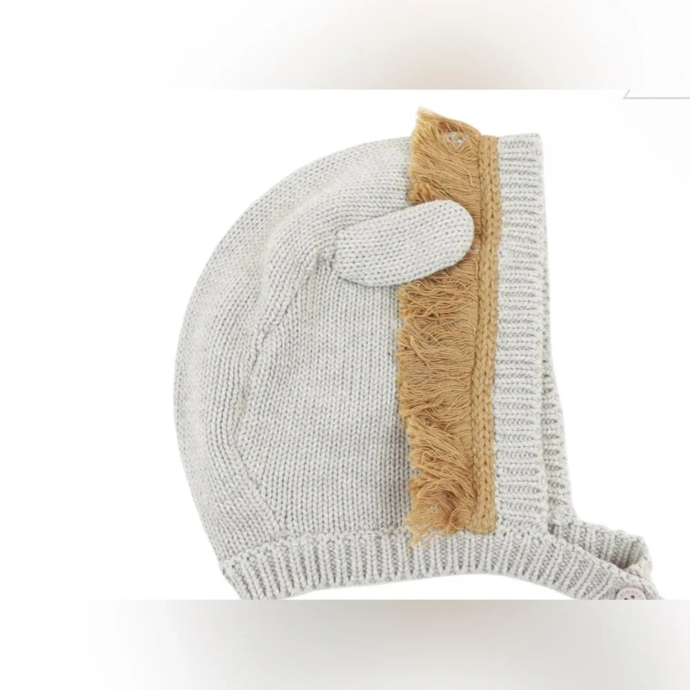 Stella McCartney Kids Beige Knit Hat Unisex. Cute ears.
